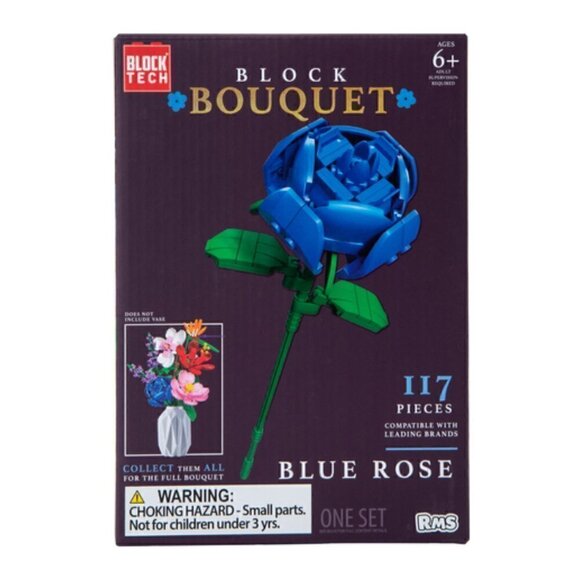 Block Tech Block Bouquet Flower Blue Rose NWT Botanical Faux Plant Activity Toy - Picture 1 of 7